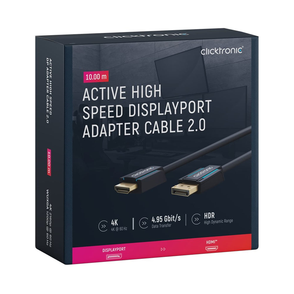 44927-clicktronic-10m-male-active-displayport-to-hdmi-cable-black