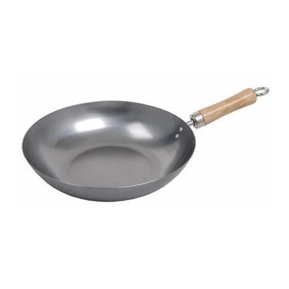 Cuisena 30cm Carbon Steel Stir Fry Wok w/ Wooden Handle - Silver