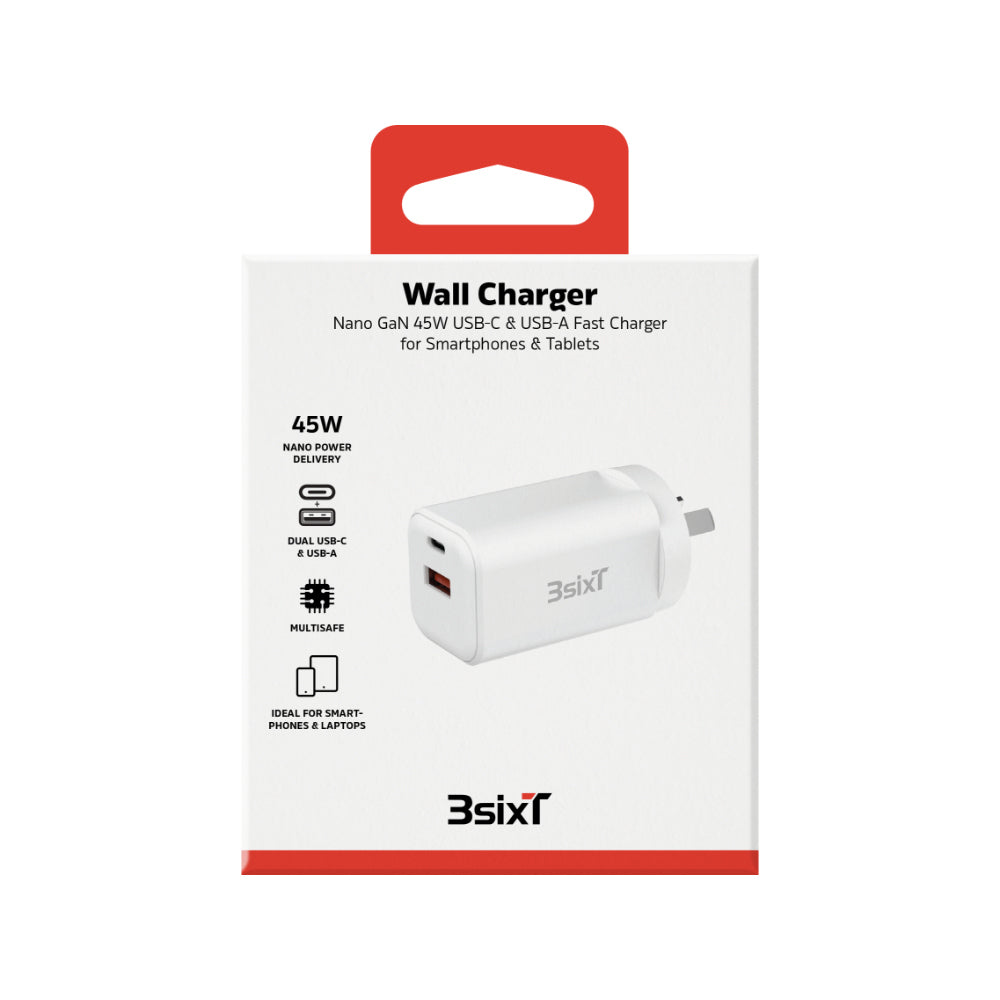 3s-2624-3sixt-wall-charger-adapter-gan-45w-usb-c-pd-usb-a-white