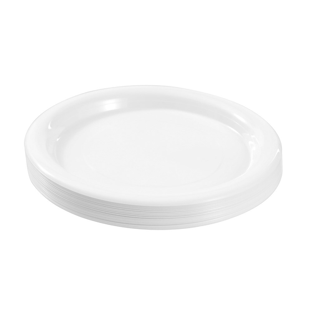 43780-20pc-lemon-lime-reusable-plastic-serving-plate-large-25-5cm-white