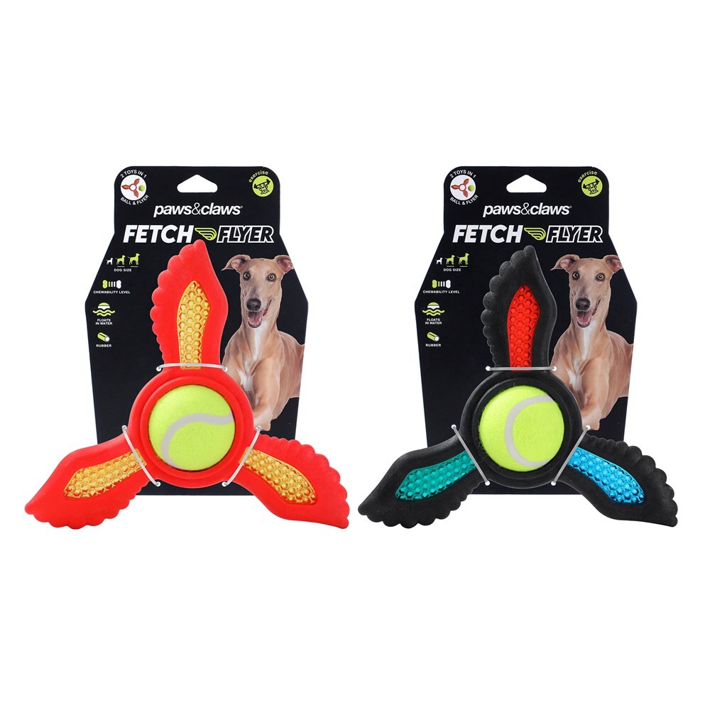 39455-2pc-pawsnclaws-fetch-flyer-foam-dart-w-tennis-ball-assorted