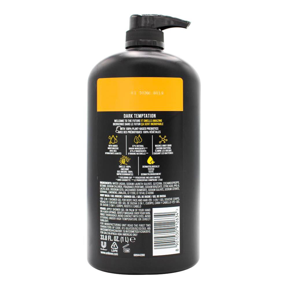 Axe Dark Temptation 3-in-1 Body Face Hair Wash 1L For Men Dark Chocolate