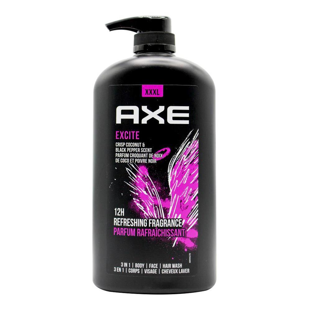 Axe Excite 3in1 Body Face Hair Wash 1L For Men Crisp Coconut & Black Pepper