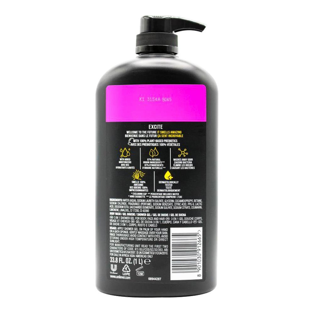 Axe Excite 3in1 Body Face Hair Wash 1L For Men Crisp Coconut & Black Pepper