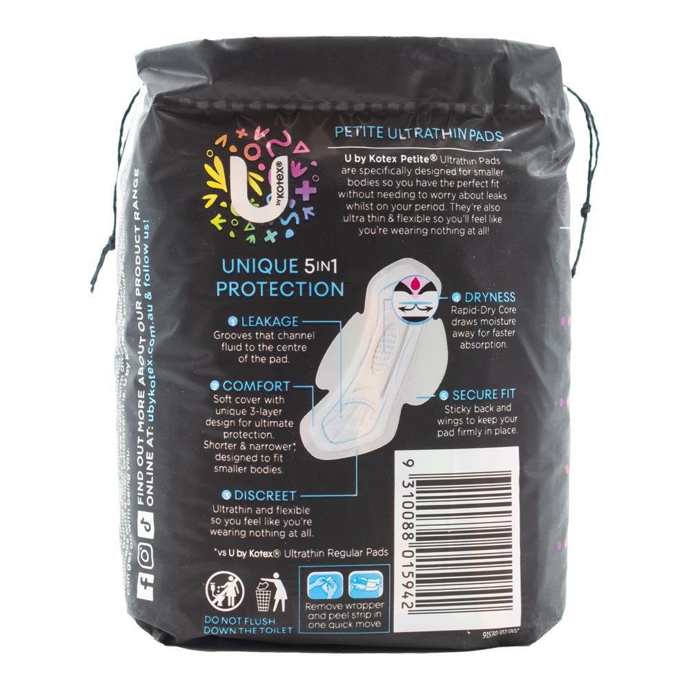 14pc Kotex Petite Ultrathins Women's Sanitary Pads w/ Wings Regular