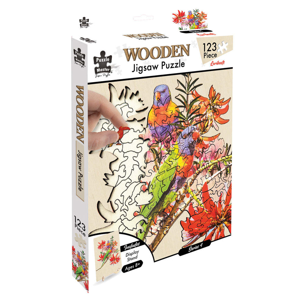 123pc Puzzle Master Kids Wooden Jigsaw Puzzle Series 6 - Lorikeets 12y+