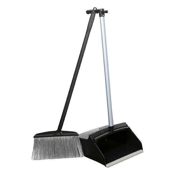 12049-cleanlink-lobby-pan-set-w-dustpan-broom-black-grey