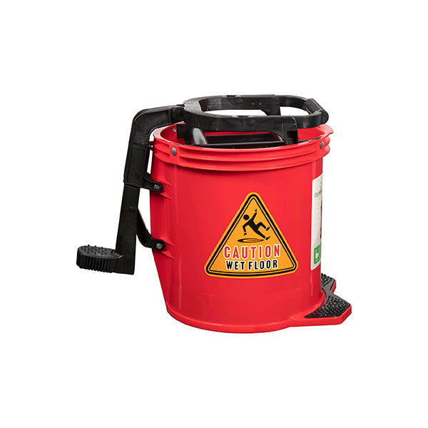 12116-cleanlink-heavy-duty-mop-16l-plastic-bucket-wringer-red