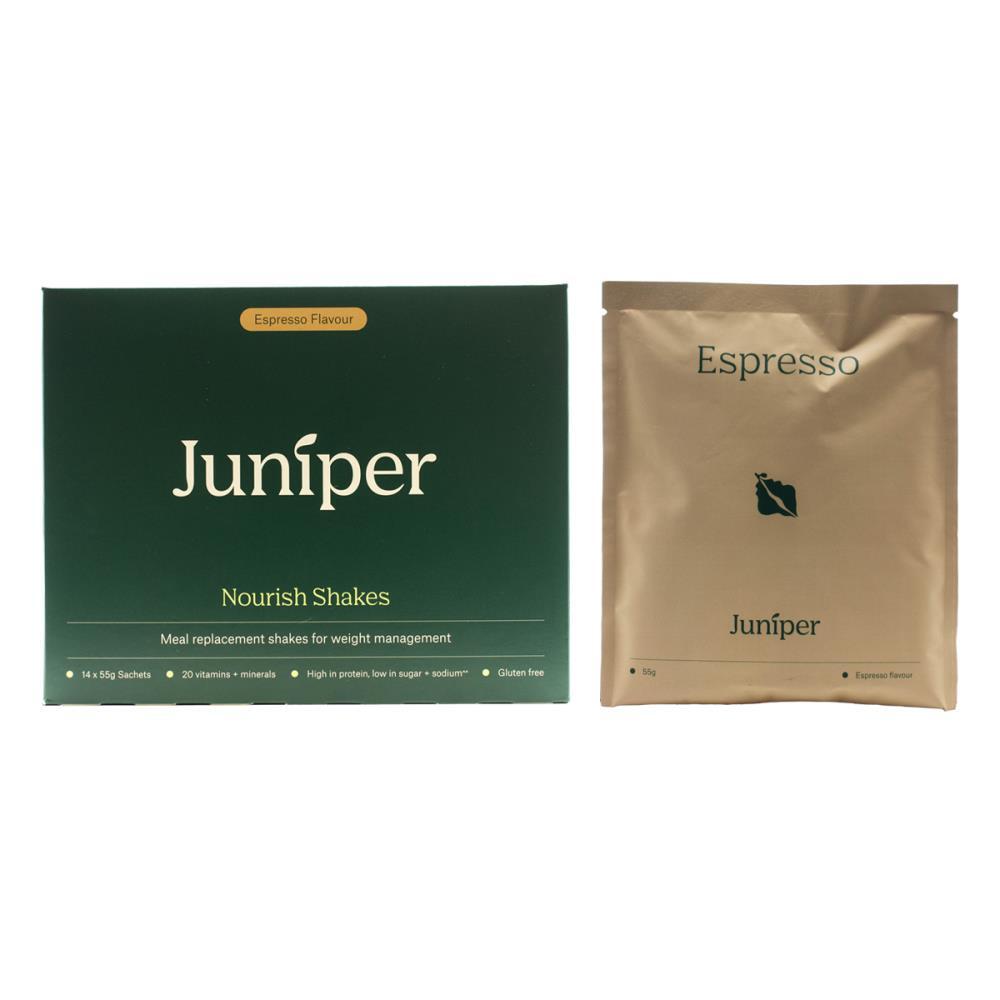 14pc Juniper Nourish Shakes Espresso Flavour Weight Loss Meal Drink Sachets