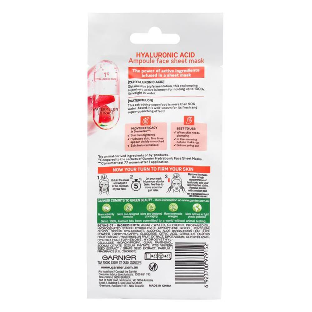 Garnier 15G Skin Active Hyaluronic Acid Face Sheet Mask