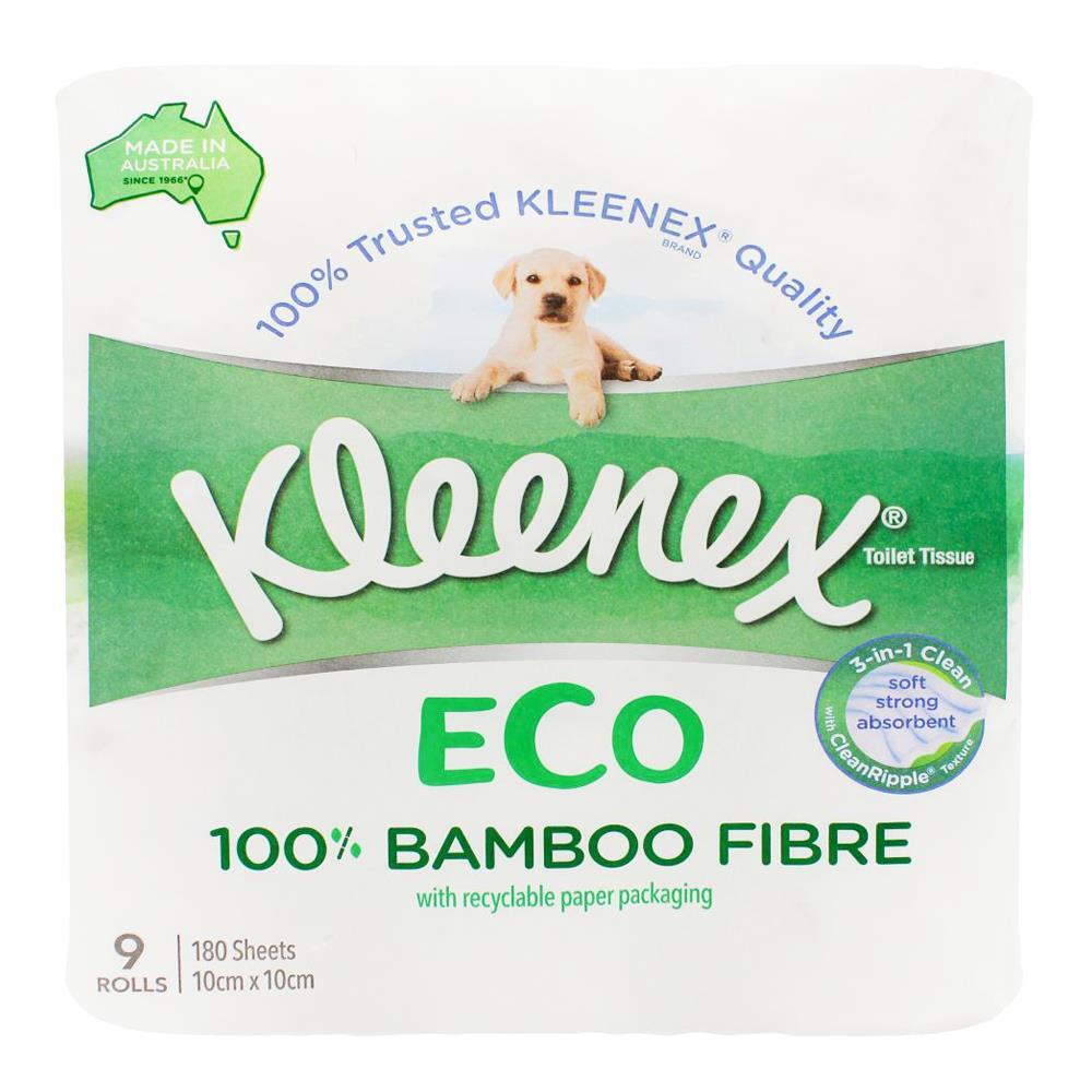 9pc Kleenex Toilet Tissue Eco Bamboo Fibre Rolls 180-Sheets