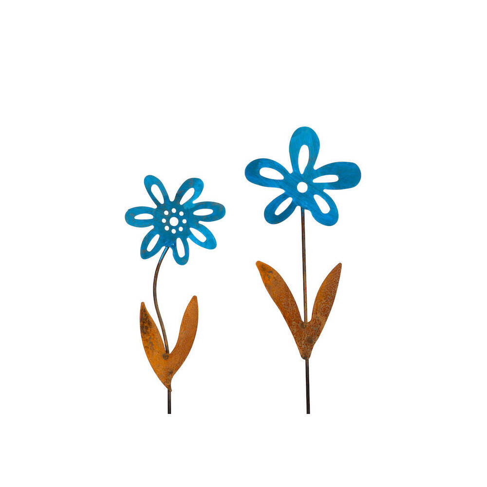 28402-forget-me-not-stake-rusted-metal-flower-home-decor-50x16cm-blue-assorted