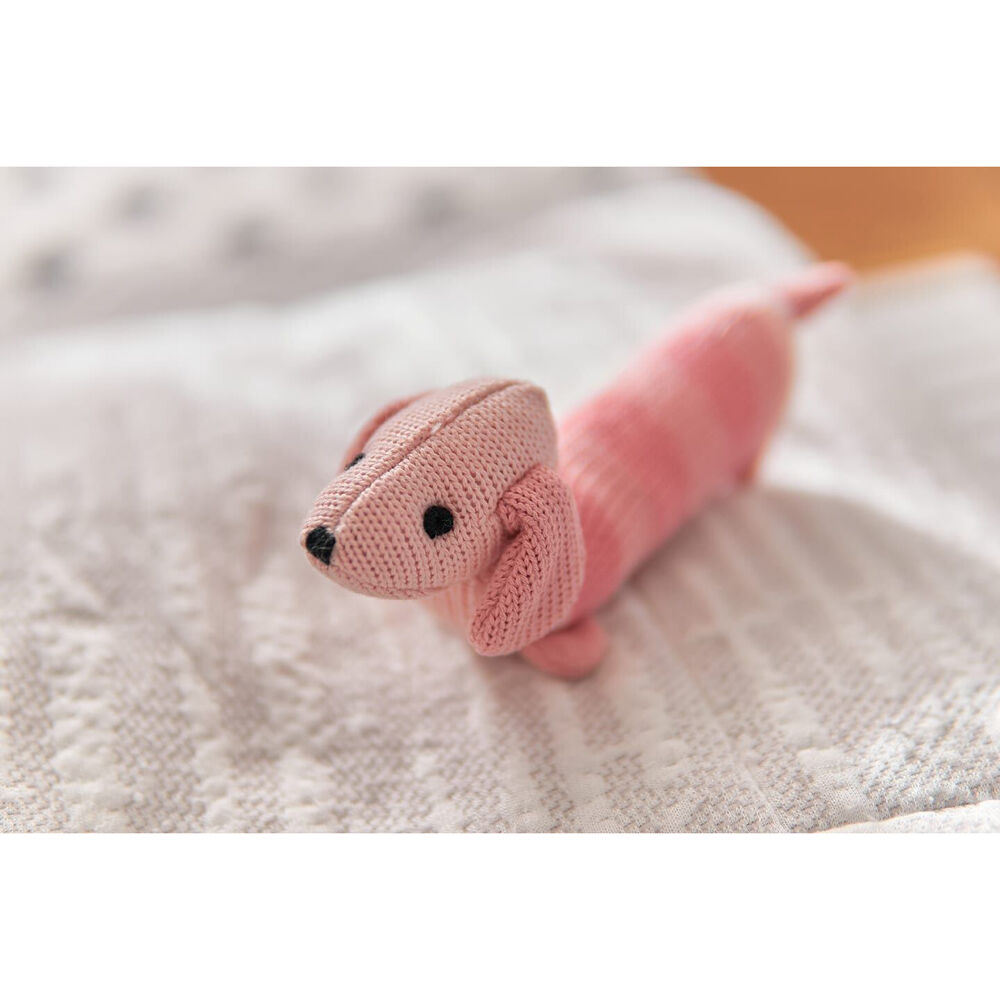 42rdp-annabel-trends-knit-hand-rattle-baby-toy-19cm-dachshund-pink