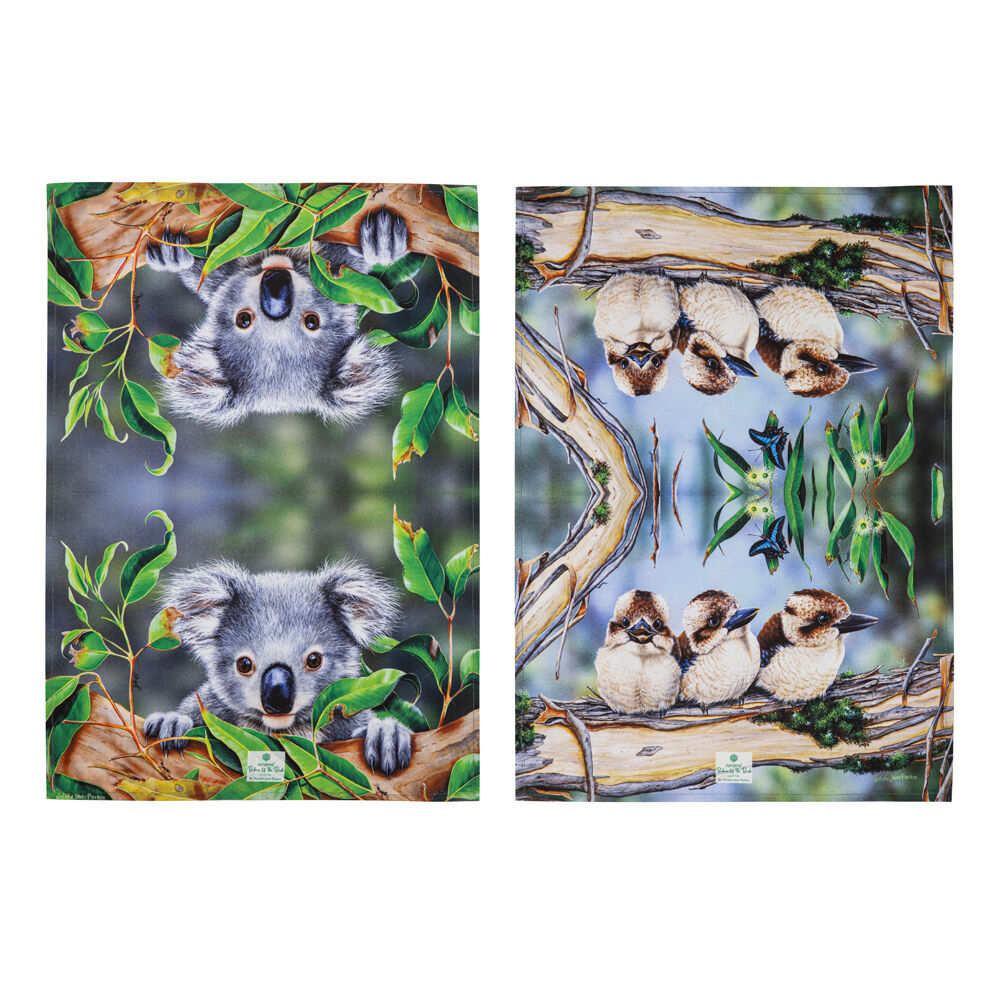 522370-2pc-ashdene-babies-of-the-bush-kitchen-towel-70x50cm-kookaburra-koala-joey