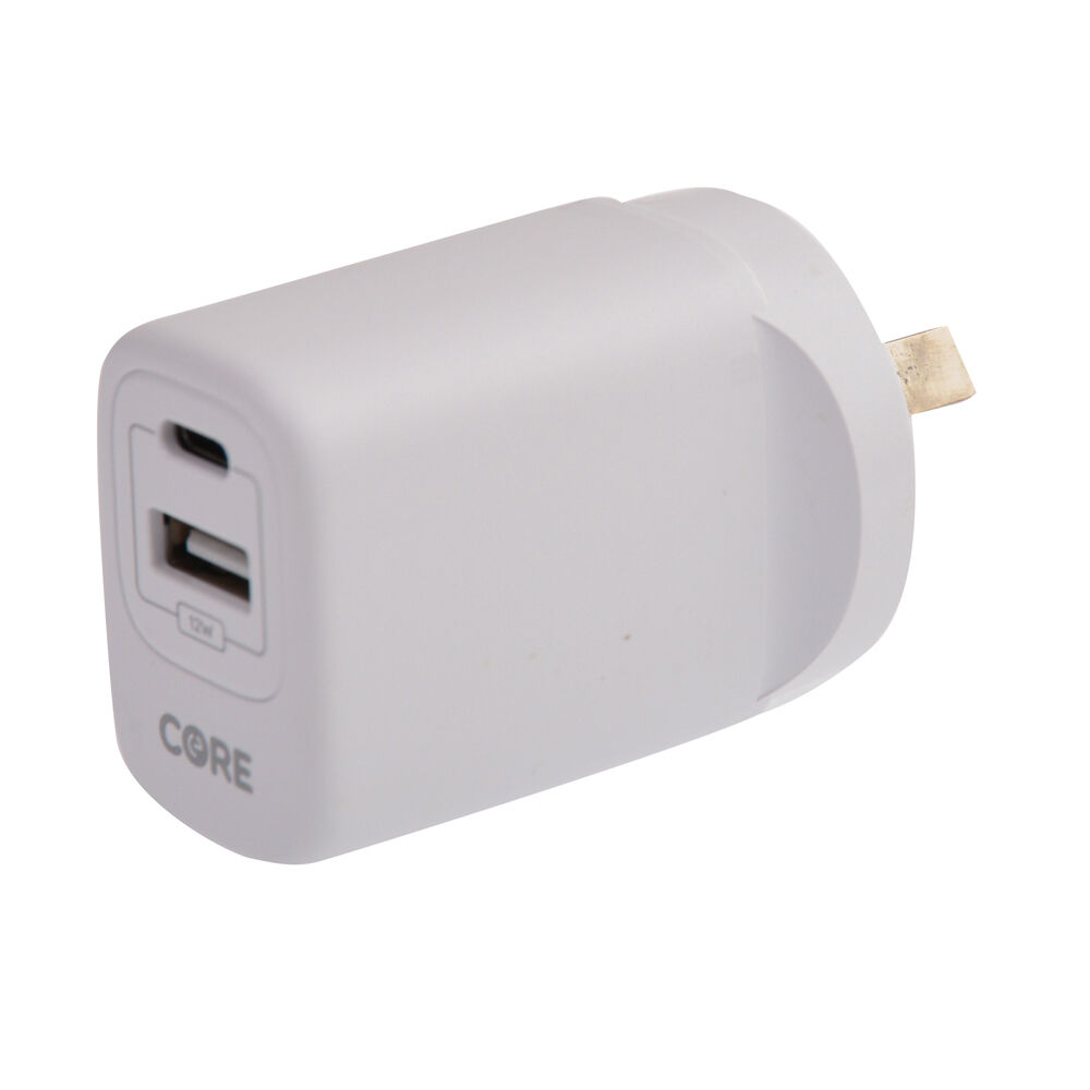26260-core-type-c-usb-a-dual-port-wall-charger-adapter-12w-white