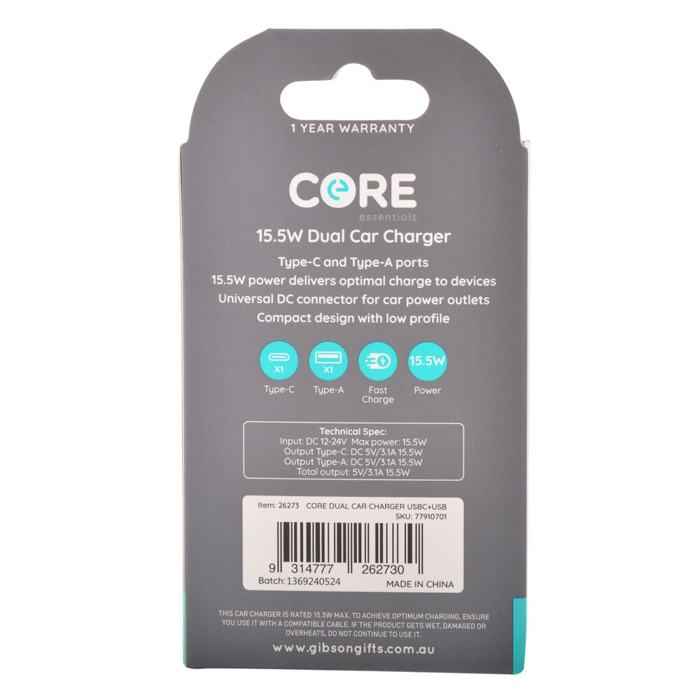 26273-core-essentials-type-c-usb-a-dual-port-car-charger-15-5w-black