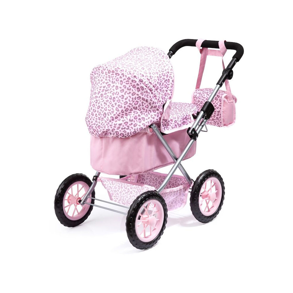 21113002-bayer-trendy-leopard-print-pram-kids-toy-for-46cm-dolls-pink-3y