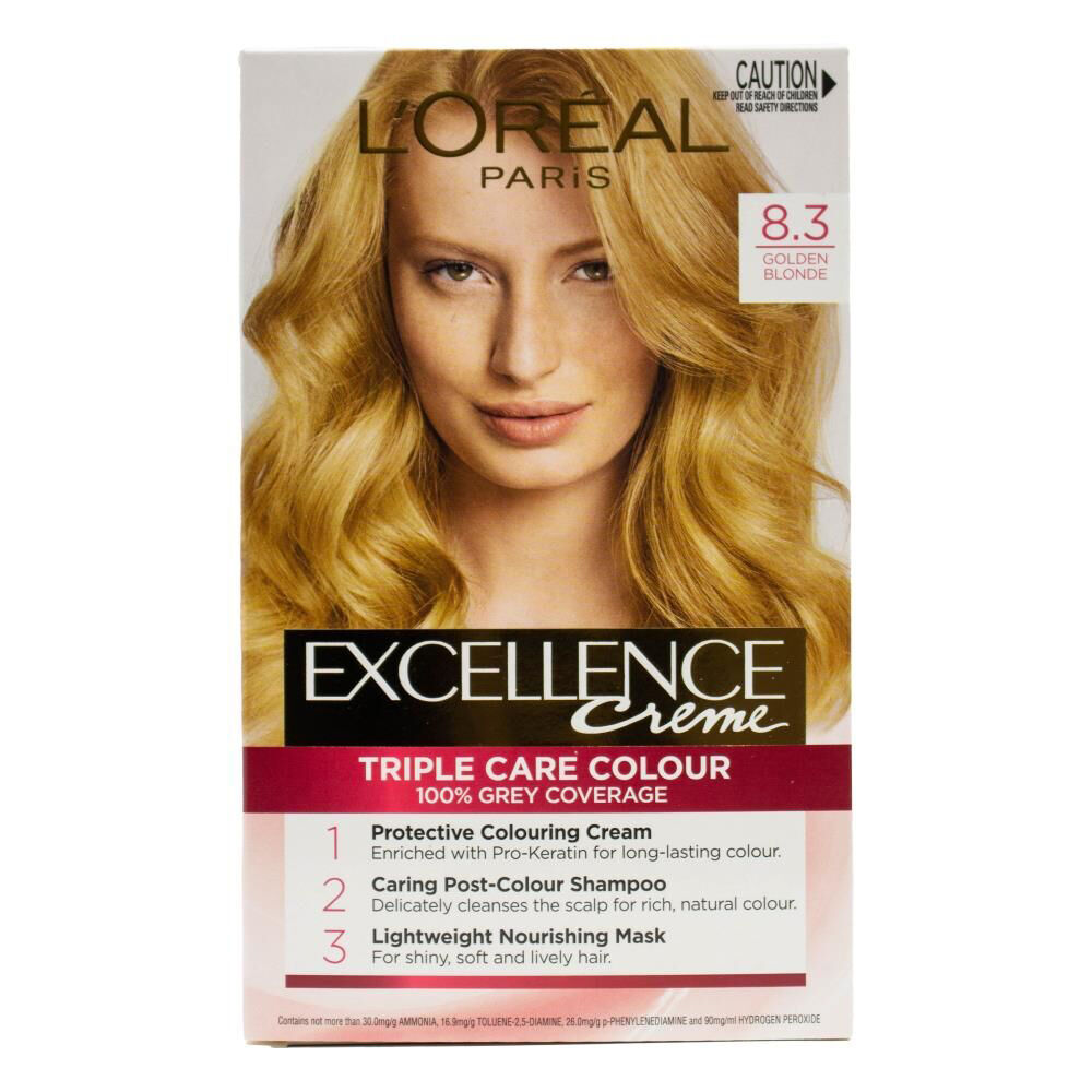 Loreal Excellence Creme Hair Triple Care Colour 8.3 Golden Blonde