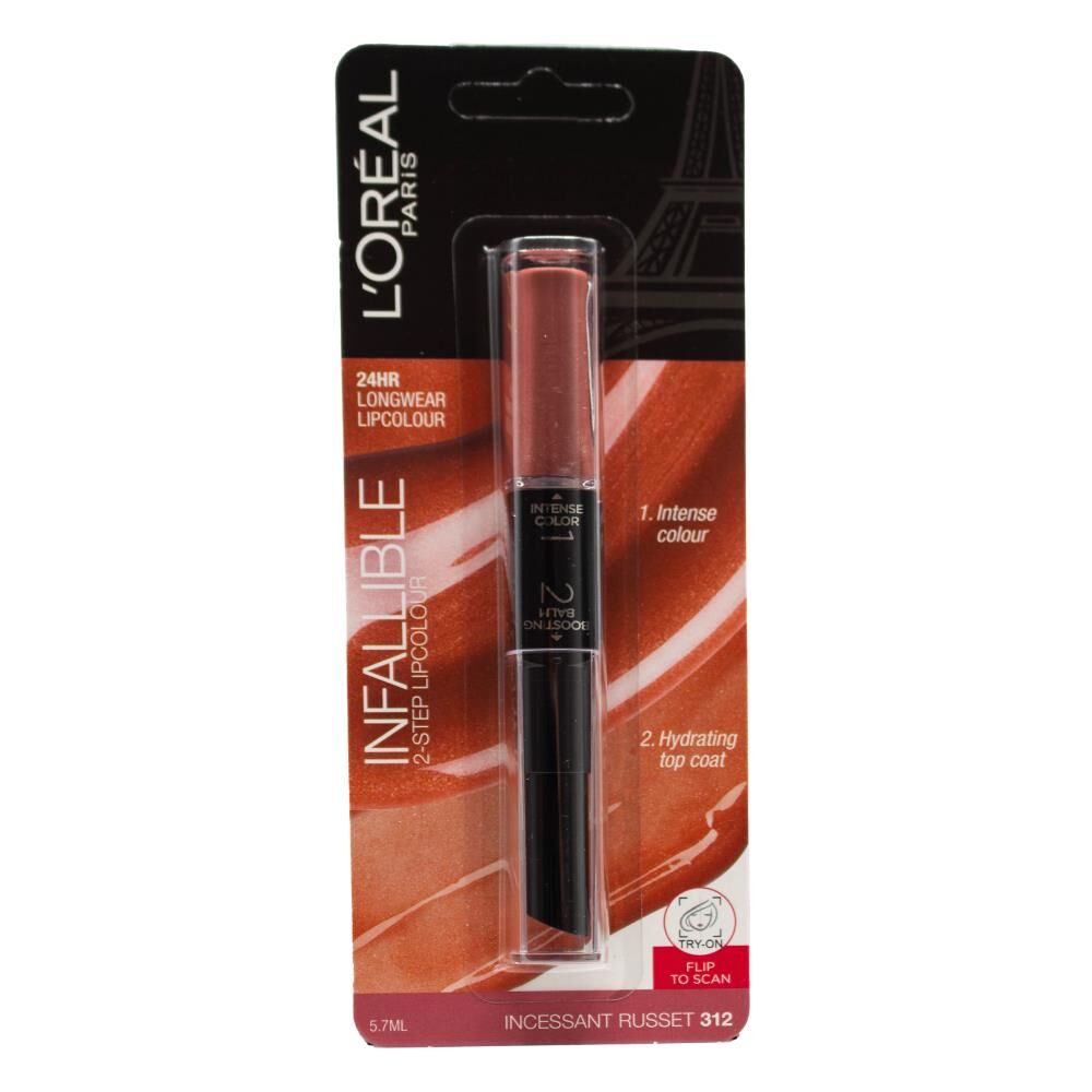 Loreal 5.7ml Lip Colour Infallible 2-Step Incessant Russet 312