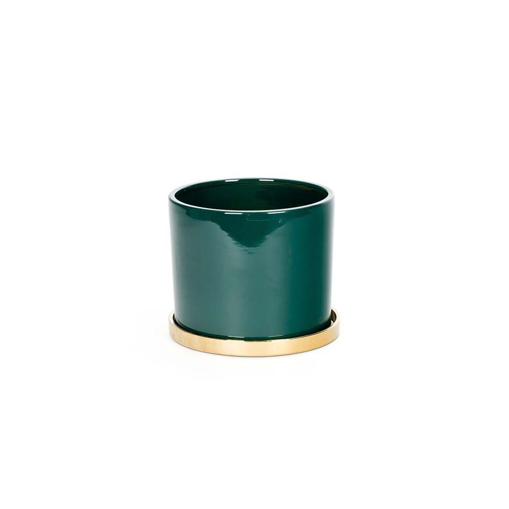 23971-4pc-a-fresco-ceramic-cylindrical-pot-w-saucer-green