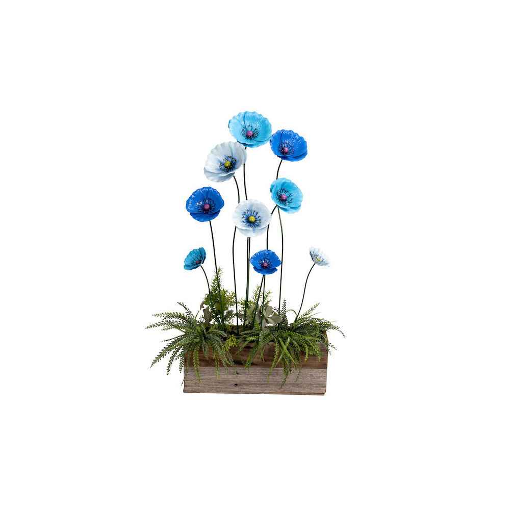 27917-9pc-a-fresco-powder-coated-metal-flower-stakes-set-poppy-blue