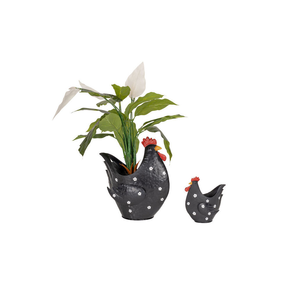 27931-2pc-a-fresco-metal-chicken-planter-27-5x30cm-blk-wht