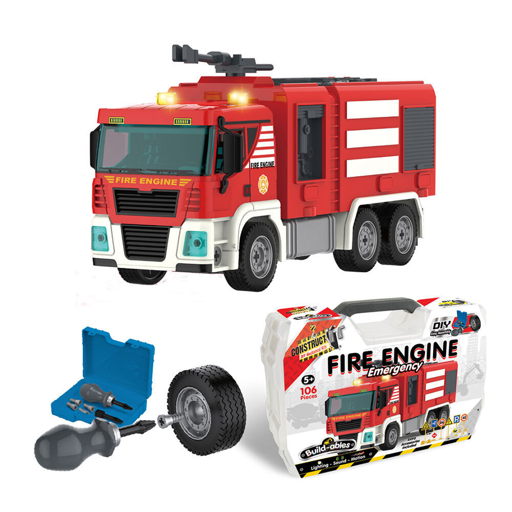 106pc Construct IT Build-ables Fire Engine Emergency Building Toy - Red 5y+