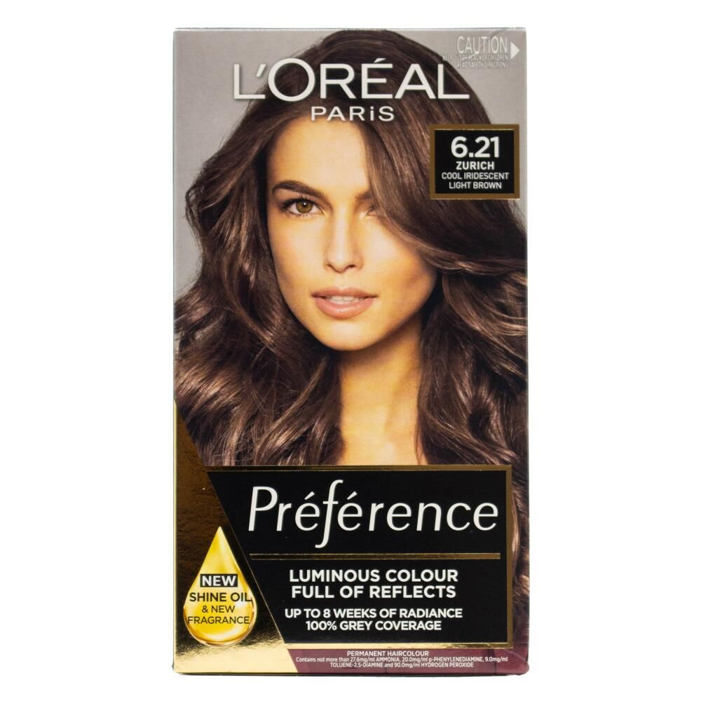 Loreal Paris Preference Permanent Hair Colour - 6.21 Cool Iridescent Light Brown