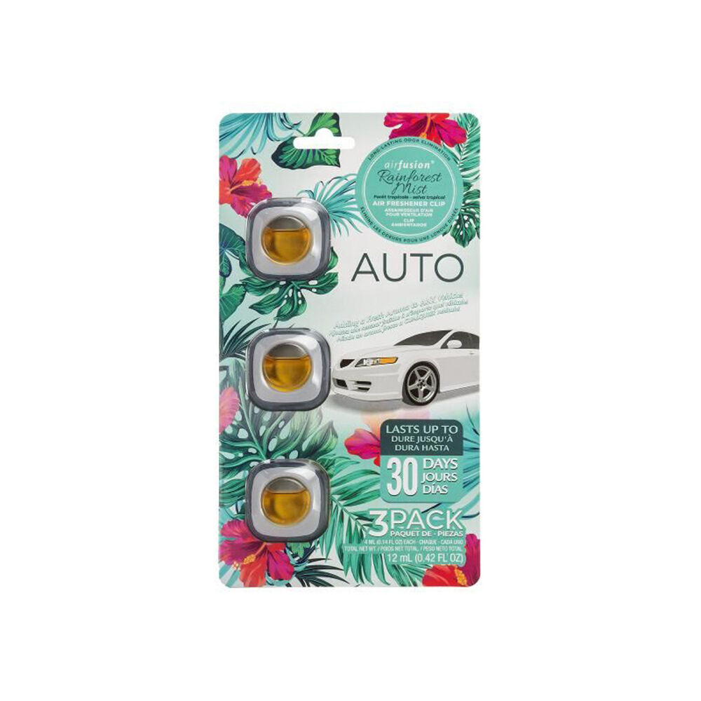 3pc Air Fusion Car/Automotive Air Freshener Vent Clip 4ml - Rainforest