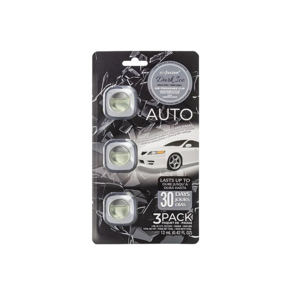 3pc Air Fusion Car/Automotive Air Freshener Vent Clip 4ml - Black Ice