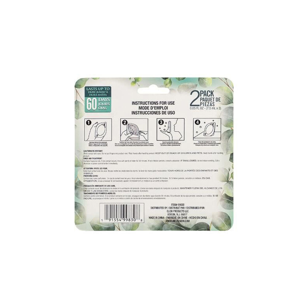 2pc Air Fusion Car Vent Clip Air Freshener 7.5ml - Eucalyptus