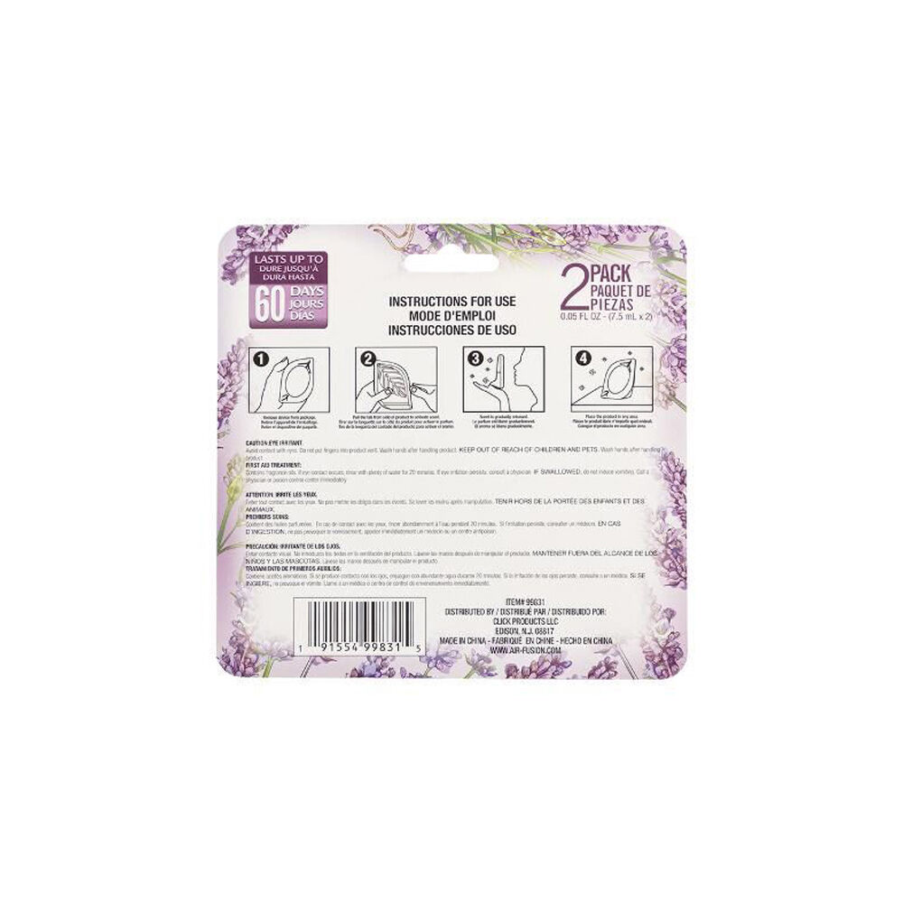 2pc Air Fusion Car Vent Clip Air Freshener 7.5ml - Lavender