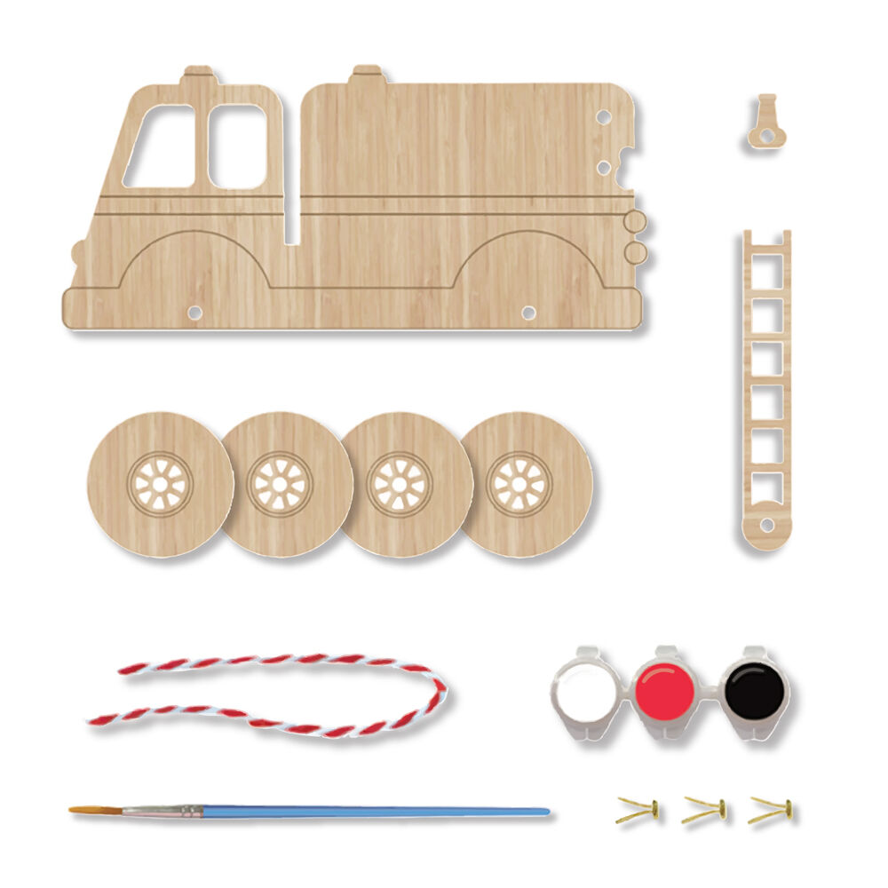 Boyle Wood Paint Kit Kids DIY Craft Buildable Firetruck
