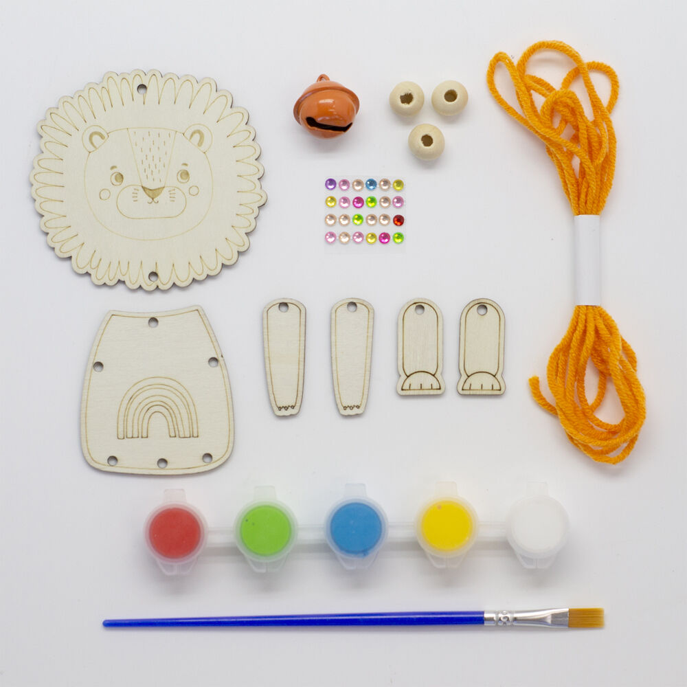 Boyle Wood Paint Kit Kids DIY Craft Buildable 8x25cm Hanging Lion