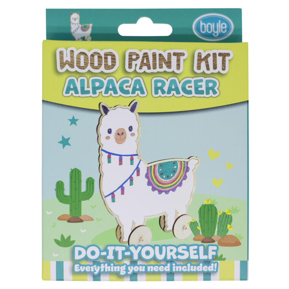 Boyle Wood Paint Kit Kids DIY Craft Buildable Alpaca Racer