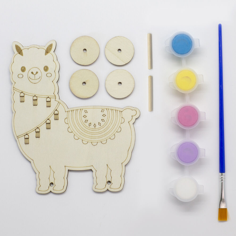 Boyle Wood Paint Kit Kids DIY Craft Buildable Alpaca Racer