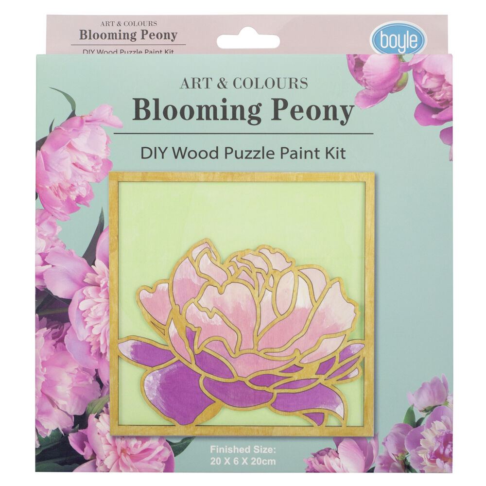 Boyle DIY Wood Puzzle Paint Kit Craft 20x20cm Blooming Peony