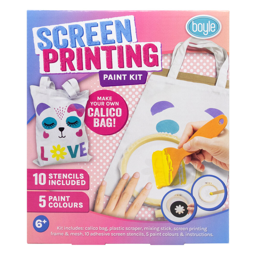 Boyle Screen Printing Paint Kit Kids DIY Craft Calico Bag 6y+