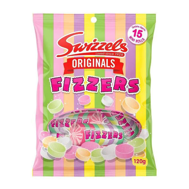 Swizzels Originals Fizzers Mini Rolls Lollies 120g Confectionery (15 Pieces)