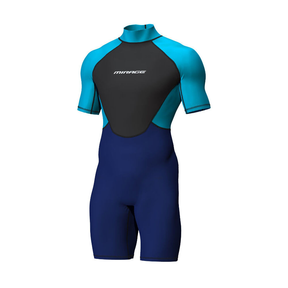 Mirage Mens 2mm Short Sleeve Springsuit Wetsuit XXL Navy Blue