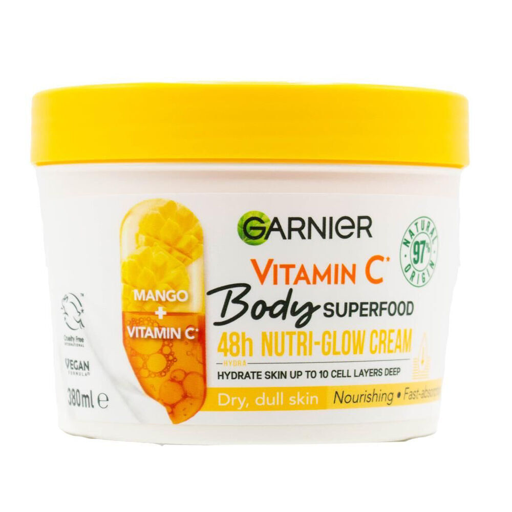 Garnier Body Superfood Nutri-Glow Cream Moisturiser 380ml Mango & Vitamin C (3 Pack) — image 2