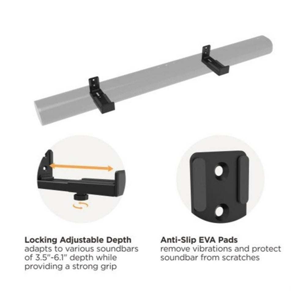 Goobay Soundbar Wall Mount Universal Adjustable Speaker Bracket Black (2 Pieces) — image 2