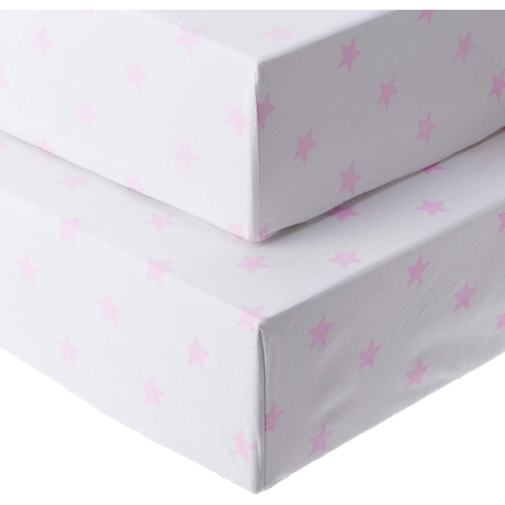 Playgro Home Star Cot Fitted Sheet Pink & White Cotton 73x135x19cm (4 Pieces) — image 5