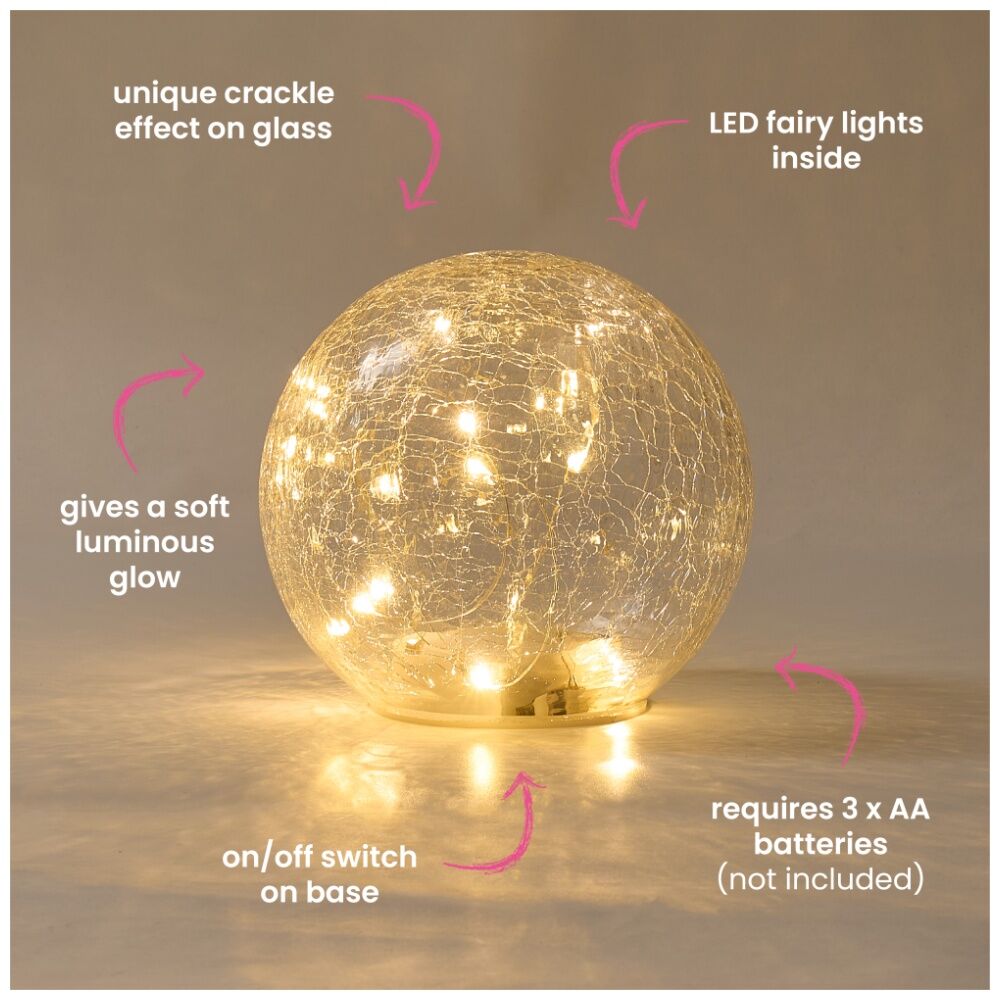 Annabel Trends 15cm Small Glass Crackle Light Ball Globe Home Decor — image 4