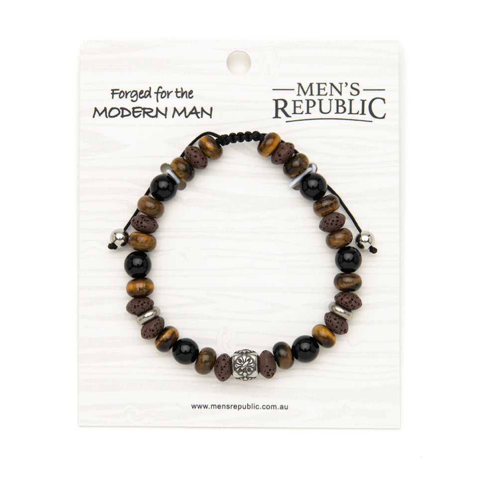 Men's Republic Fashion Bracelet Stainless Steel Semi Precious Stones Assorted