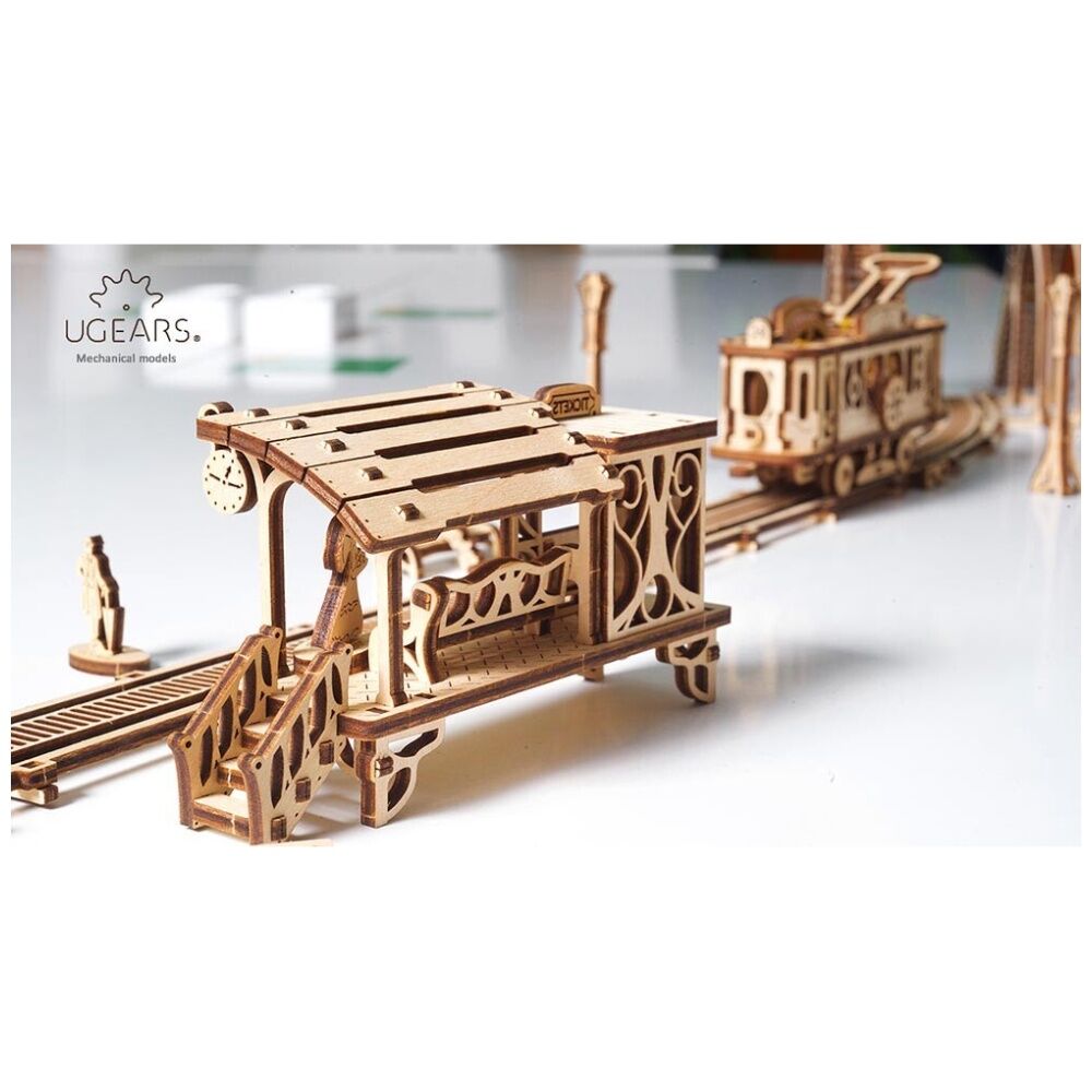 Ugears 284pc 14y+ Model Tram Line Mechanical Towns Series Wooden Diorama — image 3