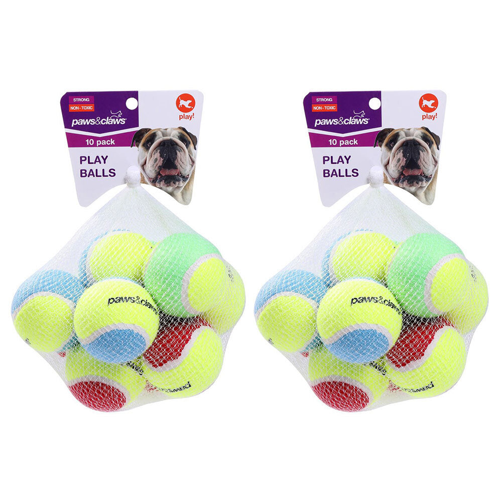 Paws and Claws 6cm Tennis Balls Non Toxic Dogs/Pets/Puppy Toys Assort Colours (16 Pieces)