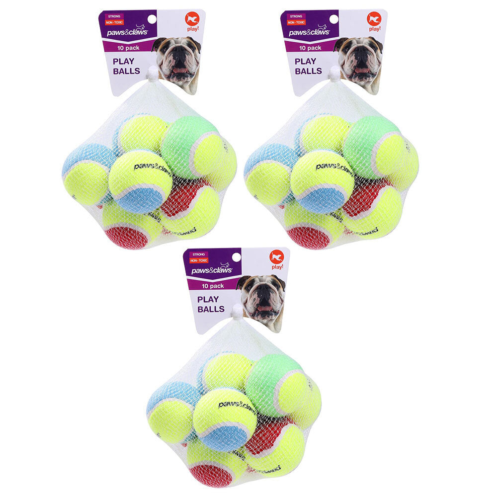 Paws and Claws 6cm Tennis Balls Non Toxic Dogs/Pets/Puppy Toys Assort Colours (24 Pieces)