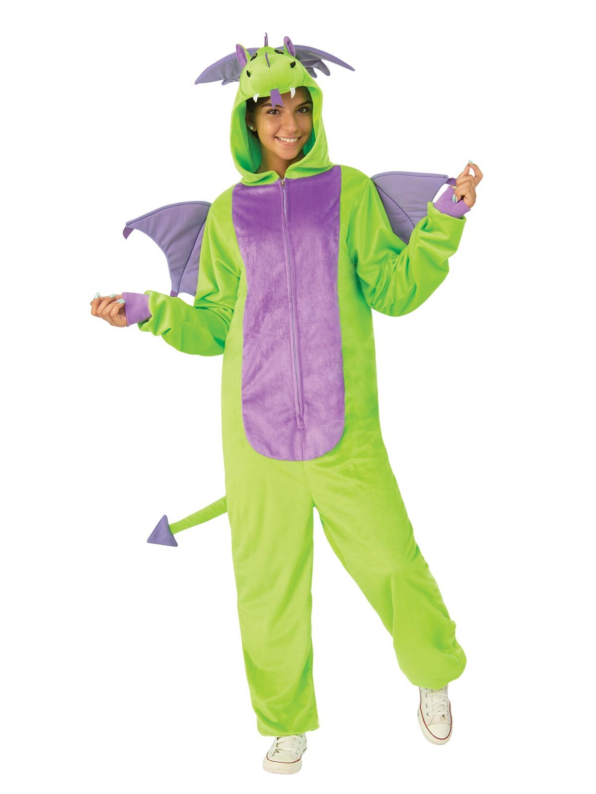 Rubies Green Dragon Furry Jumpstui Adult Dress Up Halloween Party Costume Size S