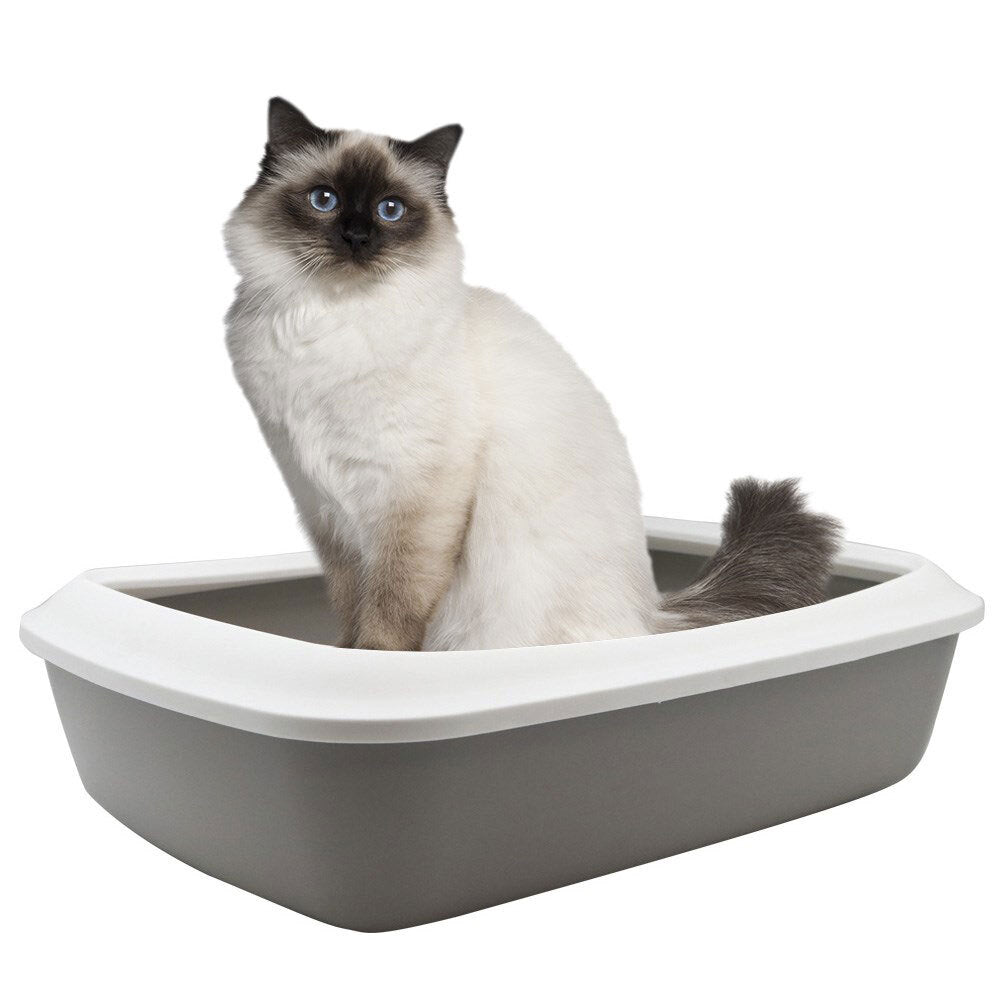 Paws and Claws 42cm x 13cm Pets/Cat/Kitten Litter Tray w/ Mess Guard White/Grey (3 Pack) — image 2
